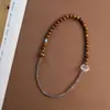 Pulsera DIY de Círculo Doble Cocido con Ágata Gris de 4 mm, Cuentas del Sutra del Corazón, Anillo Paspartú Corredizo, Pulsera de Estilo Étnico