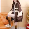 Tejido compuesto de algodón chino/cuello totalmente cosidoSudadera con capucha y cremallera de bloques de color para otoño e invierno Chaqueta de béisbol para mujer