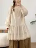 Nova camisa versátil de renda com gola redonda para outono, estilo coreano, solta, nicho, babydoll, atacado