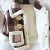 Abrigo de lana para niños, lana de alpaca engrosada, abrigo de cuadros estilo princesa, abrigo de nieve para Año Nuevo