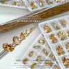 Decoraciones para Uñas de Zirconia Premium con Forma de Huevo de Paloma Color Champán, Rhinestones para Uñas Irregulares Ovalados Puntiagudos Deslumbrantes Maillard al por Mayor
