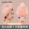 Touca Sanli para Secar Cabelo Feminino, Modelo Novo, Turbante Altamente Absorvente, Touca de Banho com Listras Verticais Lisas, Turbante, Toalha para Secar Cabelo