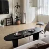 Mesa de Centro de Madera Maciza Negra, Forma Ovalada, Estilo Minimalista Nórdico, Adecuada para Salas de Estar Pequeñas, Casa de Huéspedes de Diseñador, Mesa de Madera Natural