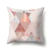 Funda de almohada de poliéster marmoleado estilo ins nórdico estampado geométrico terciopelo piel de melocotón funda de almohada para sofá de sala de estar QTH03