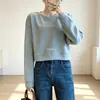 Sudadera casual de punto para mujer, estilo de otoño e invierno, color liso, cuello redondo, corte holgado, adelgazante, para uso diario, transfronteriza europea y americana
