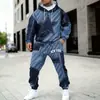 E-commerce Transfronteiriço Europeu e Americano Temu Moda Masculina Popular Novo Conjunto de Moletom com Capuz Estampa Esportiva Versão Espessa Outono e Inverno