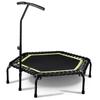 Trampolín Hexagonal de Fitness Diagonal para Interiores de 48 pulgadas con Patas Convexas y Pasamanos Ajustables, Trampolín de Rebote Silencioso