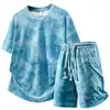 Conjunto de Dos Piezas para Hombre de Verano Nuevo, Camiseta Casual de Manga Corta Delgada y Pantalones de Cinco Puntos, Atuendo de Moda Holgado de Secado Rápido para Jóvenes