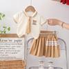 Ropa de verano para bebés, niños y niñas, hermano y hermana, traje de manga corta con solapa y corbata de estilo académico, venta al por mayor 2024