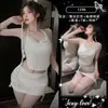 Conjunto de lencería transparente con cuello halter para mujer, que incluye un vestido ajustado de malla transparente y una sexy camisola de encaje, perfecto para un look juguetón y seductor.