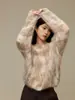Suéter de mohair moda europeia e americana para mulheres, tricô com estampa de leopardo, nova coleção de início de outono, suéter retrô de corte solto, grosso