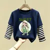 Camiseta de manga larga de algodón puro para niñas, camiseta básica moderna y versátil, top interior elegante para niñas, ropa de otoño para bebés y niños pequeños