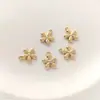 Pendente Pequena Flor Brilhante Banhado a Ouro 14K que Preserva a Cor Flor de Cinco Pétalas Pendente Único Pulseira Brincos DIY Feitos à Mão Pingente de Joia
