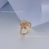 Anillo Giratorio Abierto para Alivio del Estrés con Diamantes, Versátil y de Alta Gama, Anillo Giratorio Color-Conservante Chapado en Cobre, Unisex, Mayoreo