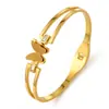 Pulsera de Acero de Titanio para Mujer Mariposa, No se Desvanece, Pulsera Espejo, Pulsera Estilo Europeo y Americano, Pulsera Dorada, Pulsera Ecológica