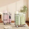 Sala de Estar Cesta de Armazenamento de Tapete de Yoga de Grande Capacidade Suporte de Chão para Equipamentos de Fitness Carrinho Removível para Ferramentas de Yoga