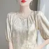 Camisa de seda de manga corta de lujo satinado, top tipo camiseta de corte holgado, directamente del fabricante