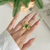Anillo Cruzado Nuevo de Acero Inoxidable de Alta Gama Pétalo Turquesa para Mujer Anillo Abierto de Acero de Titanio Pétalo Anillo para Mujer