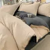 Juego de ropa de cama de cuatro piezas de gasa abullonada de color sólido y dos tonos, algodón puro, sábana de grado madre e hijo, funda de edredón, sábana bajera, juego de tres piezas para dormitorio de estudiante