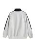 Sudadera con capucha de punto a rayas de bloque de color de marca moderna americana para hombre Otoño Invierno Nueva con cuello alto holgada deportiva casual chaqueta sudadera