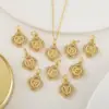 Distrito Lu Europeo y Americano Transfronterizo Retro Circonita Hexágono 26 Letras Inglesas Colgante Luz Lujo Versátil Accesorios de Collar