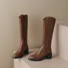 428~Botas de Montura de Cuero de Lujo de Alta Calidad, Cómodas y que Aumentan la Altura, con Tacón de 5 cm, Cremallera Lateral, Botas Altas Largas para Otoño e Invierno