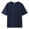 Nueva Camiseta de Algodón de Secado Rápido para Hombre Desan de Manga Corta Casual Color Sólido Fresca Transpirable Holgada Cuello Redondo Top de Manga Corta