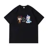 2025Mi Nuevo Cuello Redondo Holgado Primavera y Verano Algodón Puro Versátil Casual Diario de Manga Corta Estilo Familiar para Hombres y Mujeres