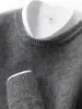 Suéter Grueso de Cachemira para Hombre Otoño e Invierno Pulóver de Cuello Redondo para Hombre Camiseta Base Color Sólido Simple Versátil Prendas de Punto Casuales