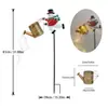 Lámpara de Suelo con Forma de Tetera, Muñeco de Nieve Navideño de Hierro Forjado Transfronterizo, Luz Solar para Exteriores Temática Navideña con Enchufe, Luz Decorativa para Jardín