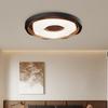 Lámpara de Techo para Dormitorio Estilo Francés de Mediados de Siglo Color Grano de Madera de Nogal Lámparas LED Creativas Tipo Galleta para Dormitorio Principal, Estudio, Protección Ocular