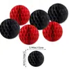 Decoração de 25º aniversário preto e vermelho bandeira de festa de aniversário bola de favo de mel vórtice oco terno atacado personalizado