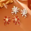 Brincos Populares Deslumbrantes de Zircônia com Gotejamento de Óleo de Fogos de Artifício, Brincos de Moda de Alto Padrão Estilo Ano Novo Exquisito, Joias Tendência Estilo Chinês