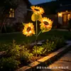 Luz de jardim solar LED montada no solo transfronteiriça, luz externa à prova de chuva, decoração de flor artificial, luz de girassol de alto brilho