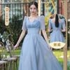 Vestido de Dama de Honor Champagne 2025 Nuevo Boda Petite Grupo Hermana Vestido de Graduación Estudiantil Falda Femenino Otoño Estilo Largo