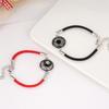 Pulsera tejida de acero inoxidable con gema temporal Sol y Luna para amantes de la moda ecológica transfronteriza, pulseras a juego para parejas en San Valentín