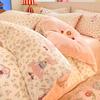 Cor Sólida Veludo Leite Conjunto de Quatro Peças Inverno Espessado Veludo Coral Cama Lençóis Colcha Capa Nantong Forro de Lã Conjunto de Cama Três Peças