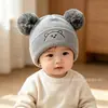 Gorro para Bebé Otoño e Invierno Cálido Gorro de Lana para Bebés Niños y Niñas Lindo Oso Gorro de Punto