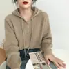 Suéter Feminino Outono e Inverno Estilo Japonês Vintage Caimento Solto Relaxado Roupa de Exterior Primavera e Outono Estilo Mori 2025 Novo Tricô com Capuz