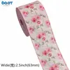 Lazo Rosa, Estampado Floral Rosa, Cinta de Imitación Lino con Borde de Hierro, Corona, Empaque de Caja de Regalo, Cinta Decorativa