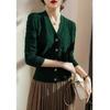 Suéter elegante y chic estilo Chanel, cárdigan de primavera y otoño de moda con mangas 3/4, estilo occidental, cuello en V, prenda exterior de punto para mujer
