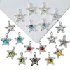 Colgante Versátil de Estrella de Cinco Puntas Hueca con Pedrería, Dijes Pequeños para Pendientes, Pulseras, Collares Hechos a Mano con Cuentas, Accesorios de Aleación