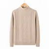 Camisa base quente espessa para mães, suéter de malha trançada com gola semimangalha outono e inverno para mulheres de meia-idade