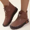 Zapatos de mujer transfronterizos con forro polar, cálidos, de algodón, de caña alta, para invierno, cosidos a mano, de Amazon, con suela plana y suave.