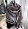 Bufanda para Mujer Invierno Estilo Coreano Versátil Lazo Dulce Chal Cálido Sensación Algodón y Lino Bufanda de Gasa Vacaciones Toalla de Playa Grande