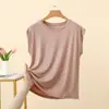 Nova camiseta modal de manga curta de verão para mulheres, top fino soltinho sem mangas, plus size, pode ser usada como camada base ou camisa externa