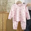 Conjunto de ropa interior térmica de otoño e invierno para niños, ropa interior cálida separada de algodón puro para bebé, pijama de capa base para bebé de primavera y otoño, diseño sin costuras