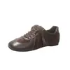 Zapatos planos retro color marrón otoñal de punta cuadrada, nueva colección 2026, versátiles y modernos zapatos de cordones de piel para mujer