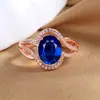 Anillo Ovalado de Esmeralda Estilo Lujo Ligero en Vivo para Mujer Chapado en Oro Rosa de 18 Quilates Color Tesoro Abierto Elegante Joyería de Calcedonia