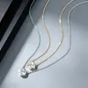 Colar com Pingente Redondo Simples de Bolha em Prata de Lei S925 Transfronteiriço, um Único Pingente de Gota Minimalista Leve Luxo Moissanita Colar Clavícula
